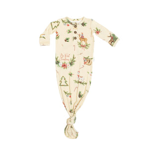 Baby Knotted Gown - Festive Fields